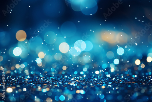 Blue bokeh glitter wallpaper background design made with AI generative technology