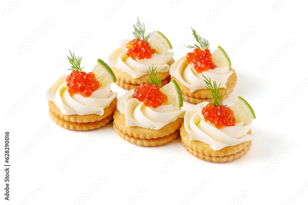 canape with red caviar on white background for restaurant website 1 canape with red caviar on white background for restaurant website 1