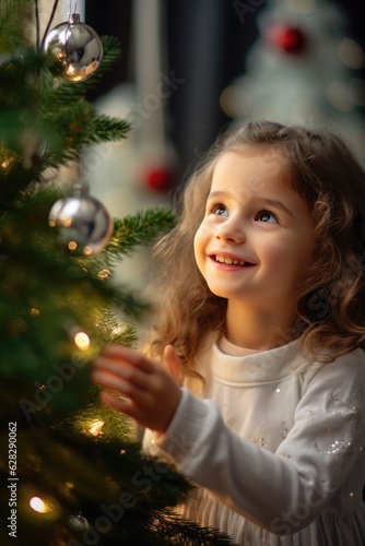 Smiling little girl is exci...