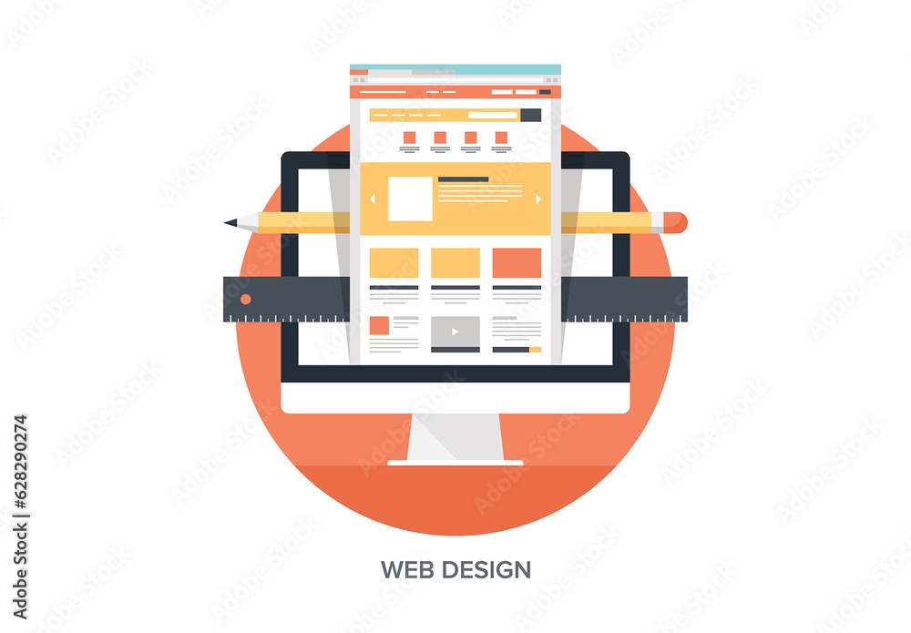 Abstract flat vector illustration of web design and development concept ...