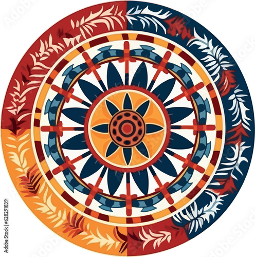 Sami sunwheel into a painting in vibrant colors 