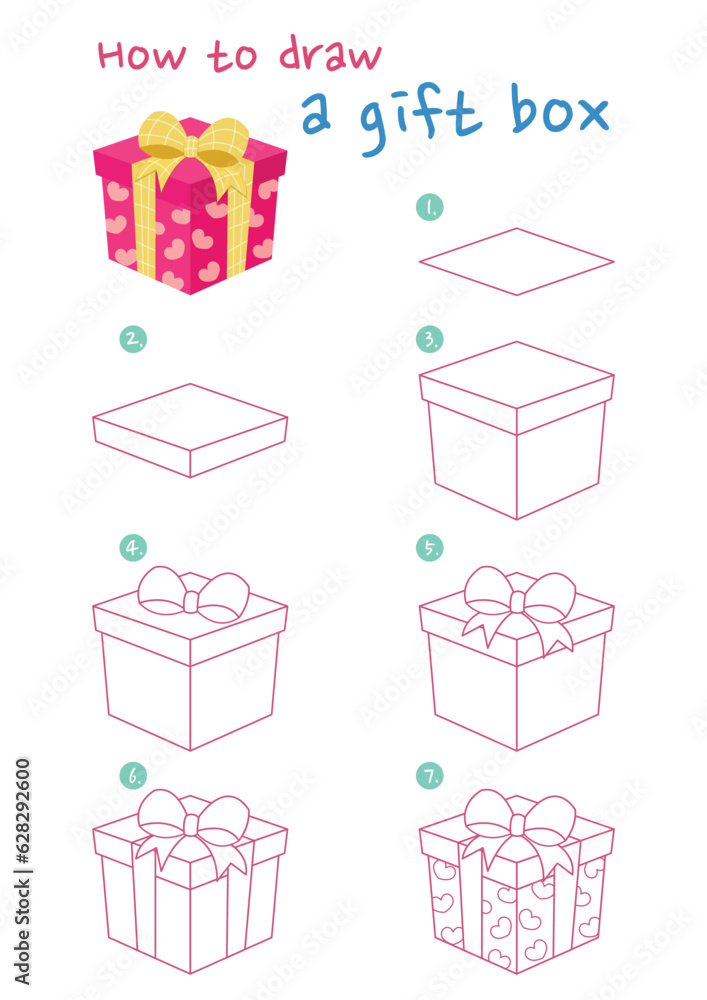 How to draw a gift box vector illustration. Draw a gift box step by