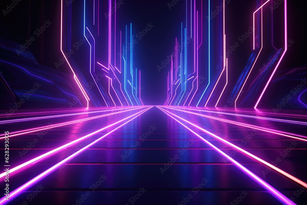 Neon tunnel with dark background Neon tunnel with dark background