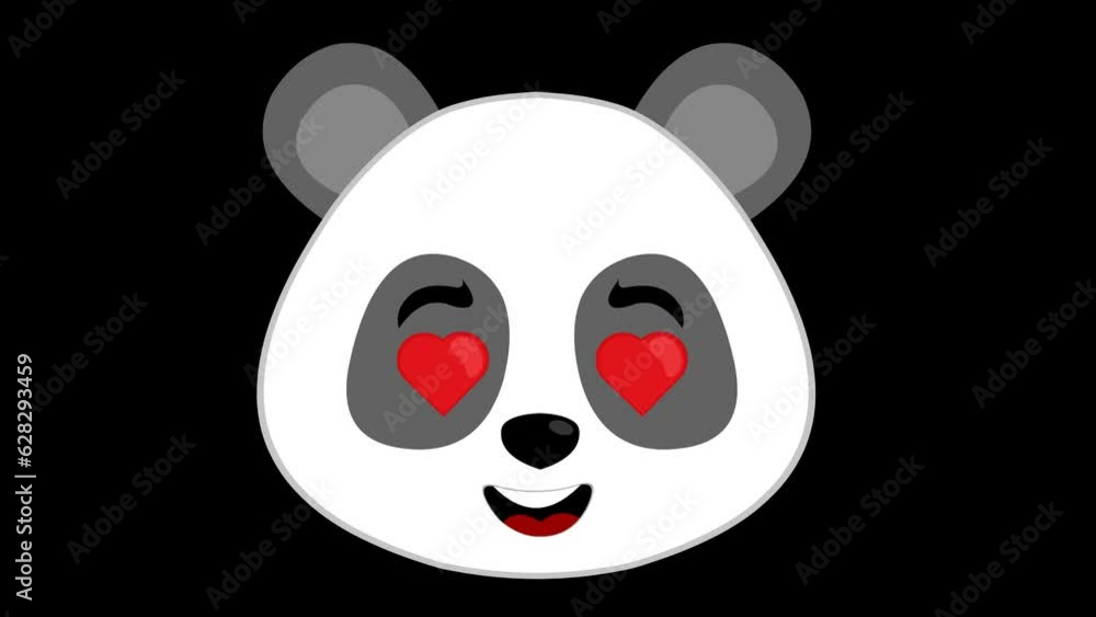 video animation face panda bear cartoon in love with eyes in the shape of hearts. On a transparent background with zero alpha channel video animation face panda bear cartoon in love with eyes in the shape of hearts. On a transparent background with zero alpha channel