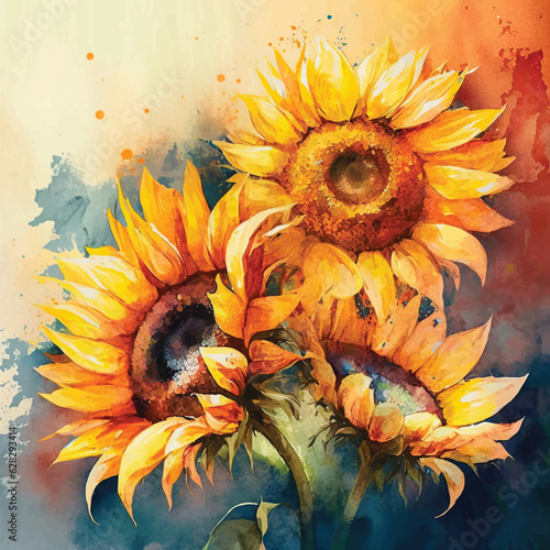 Sunflower watercolor paint 
