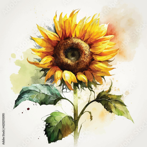 Sunflower watercolor paint