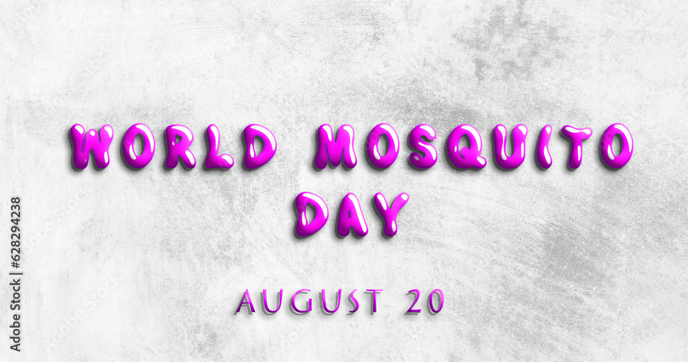 Happy World Mosquito Day, August 20. Calendar of August Water Text Effect, design Happy World Mosquito Day, August 20. Calendar of August Water Text Effect, design