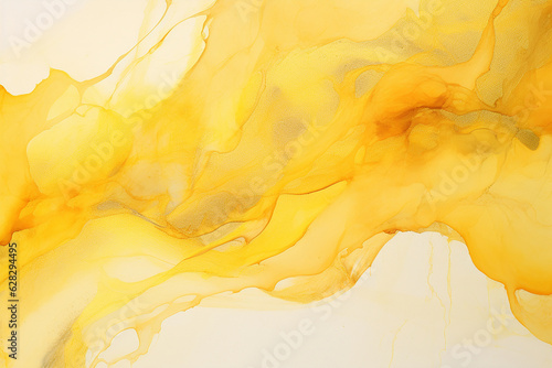 Yellow and Gold Artistic Alcohol Ink Blot Wallpaper Background