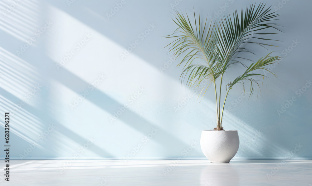 Minimalistischer Hintergrund einer Wand mit einer Pflanze im Vordergrund mit Platz für Text und Produktpräsentation. Minimalistischer Hintergrund einer Wand mit einer Pflanze im Vordergrund mit Platz für Text und Produktpräsentation.