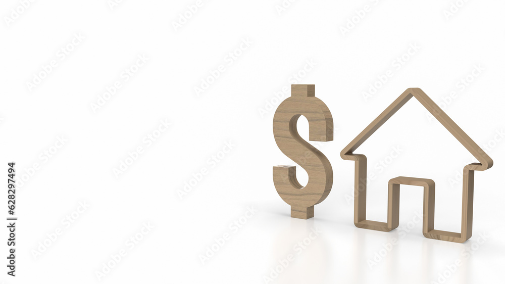 The dollar symbol and home icon for property business concept 3d rendering The dollar symbol and home icon for property business concept 3d rendering