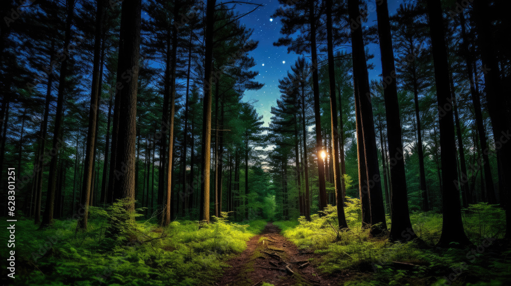a peaceful forest clearing under a moonlit sky a peaceful forest clearing under a moonlit sky