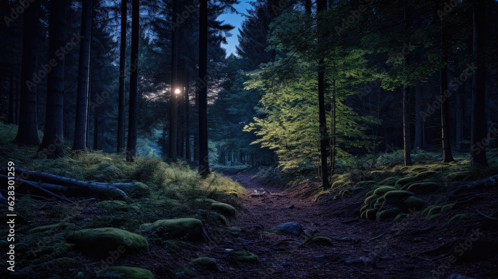  peaceful forest clearing under a moonlit sky