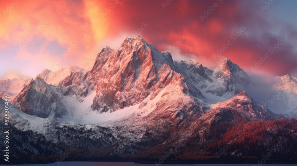 serene mountain landscape at sunrise