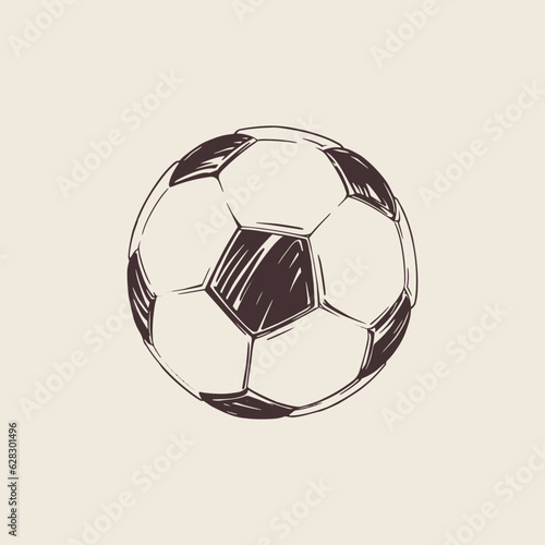 Soccer ball in hand draw style for print and design. Vector illustration.