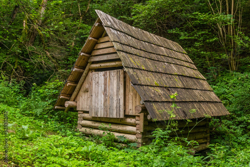 Cabin near Vlkolinec village in Nizke Tatry mountains, Slovakia photo