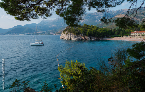  beautiful landscape. View of the Adriatic Sea from the park near the island of Sveti Stefan in Montenegro © Alesia