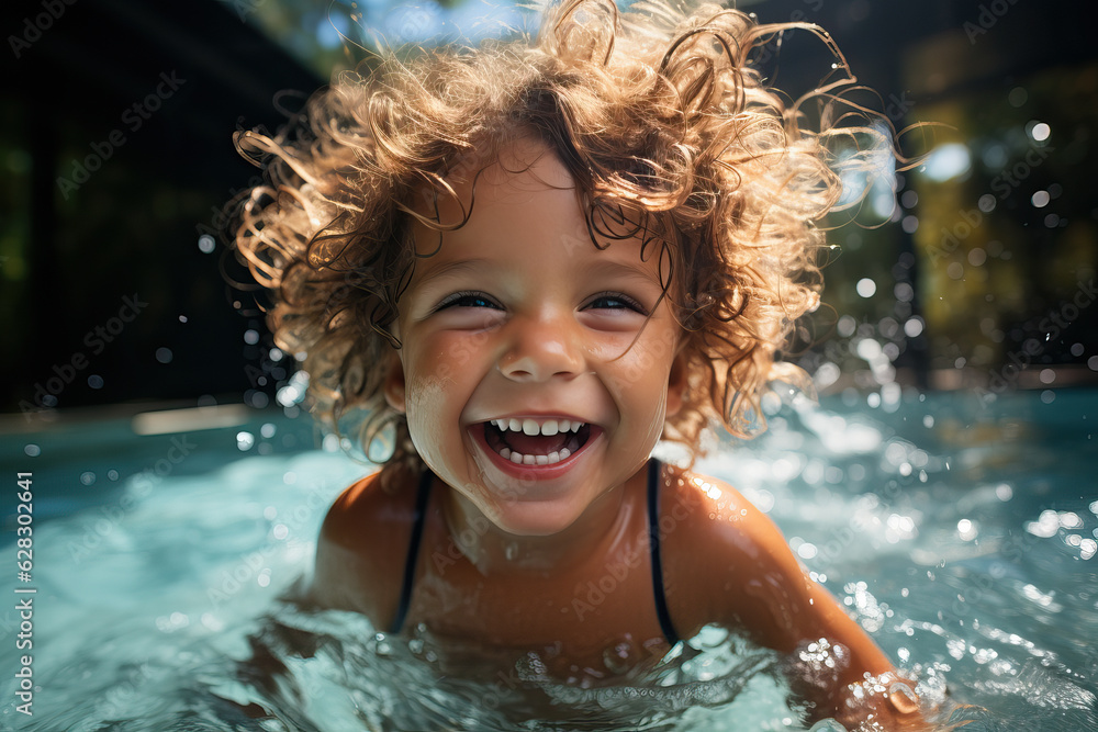 A young girl enjoying a refreshing swim in the water A young girl enjoying a refreshing swim in the water