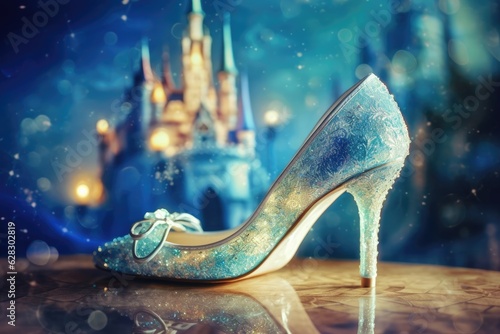 Fotografia Cinderellas sparkling glass shoe