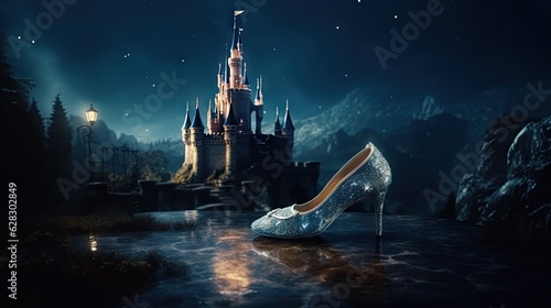 Cinderella sparkling glass shoe