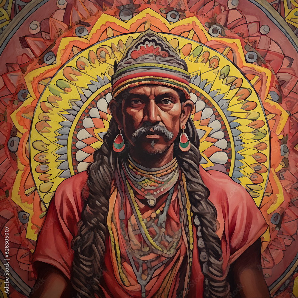 Mandala Serenity: Portrait of a Hinduist Man with Generative AI Art Mandala Serenity: Portrait of a Hinduist Man with Generative AI Art