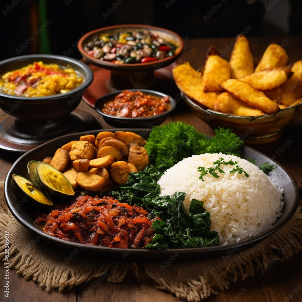 brazilian food plantain cassava feijoada Stock Photo Adobe Stock