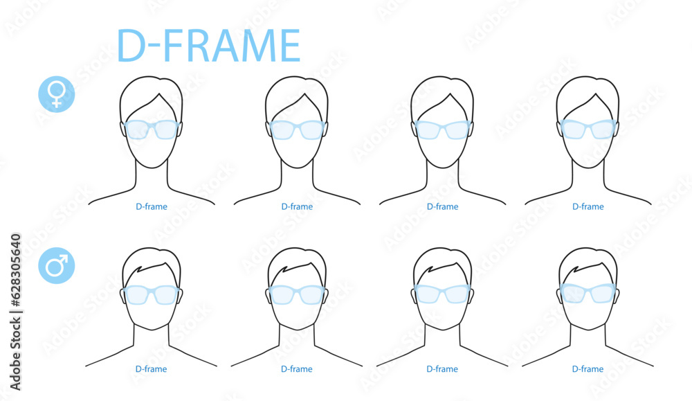 Set of D-frame frame glasses fashion accessory illustration. Sunglass front view for Men, women, unisex silhouette style, flat rim spectacles eyeglasses, lens sketch style outline isolated on white Set of D-frame frame glasses fashion accessory illustration. Sunglass front view for Men, women, unisex silhouette style, flat rim spectacles eyeglasses, lens sketch style outline isolated on white