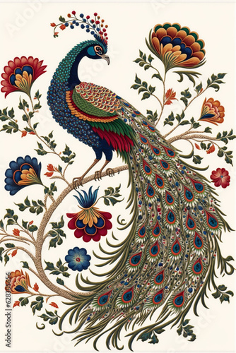 mexican embroidery pattern of a peacock