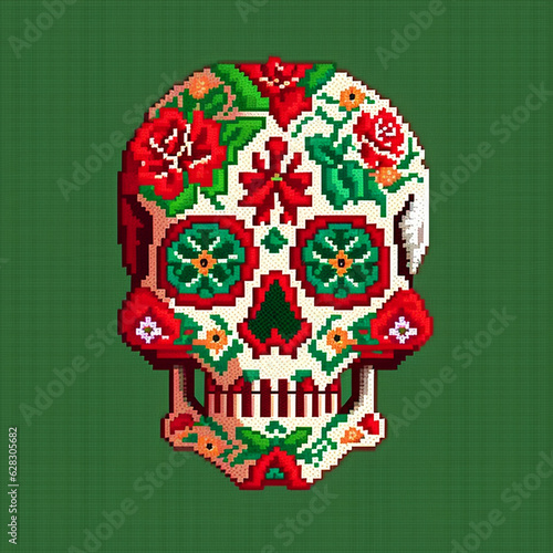mexican embroidery pattern skull