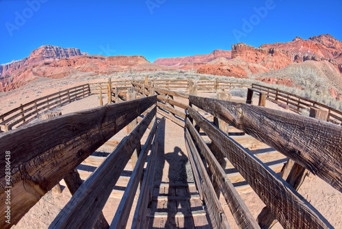 The cattle corral of Lonely Dell Ranch at Glen Canyon Recreation Area Arizona. The ranch is managed by the National Park Service. No property release needed. photo