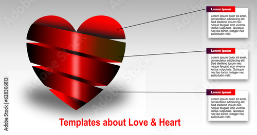 Heart shaped love symbol illustration applied in info graphic shape. It can also be for beauty and health.