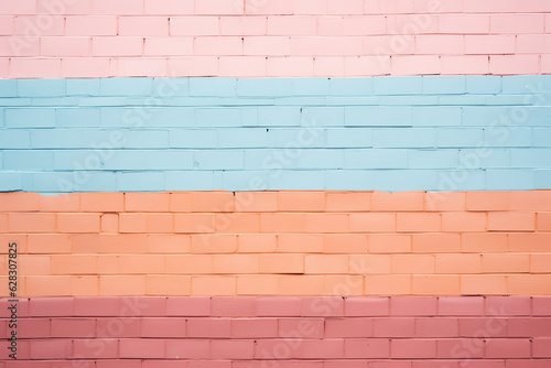 Colourful wall and bricks in pastel colour, minimalist style