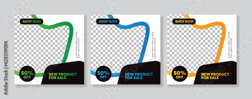 Set of Editable minimal square banner template. Suitable for social media post and web internet ads. Vector illustration with photo college