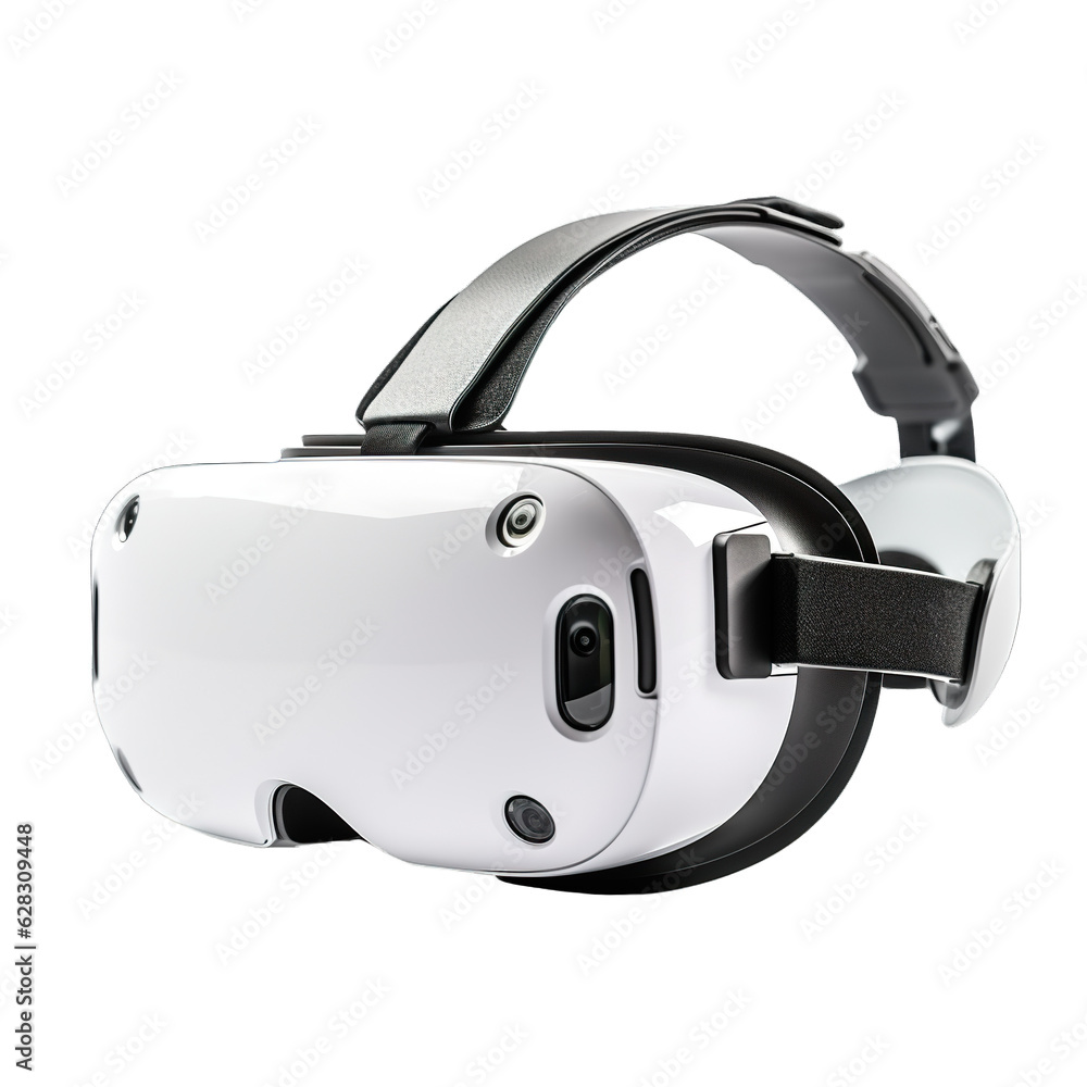 Modern white virtual Reality headset on isolated transparent background Modern white virtual Reality headset on isolated transparent background