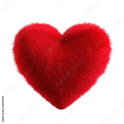 Felt red heart on isolated transparent background. Heart Day Concept