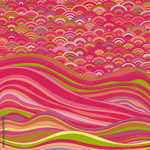 Seigaiha Japanese wave motif contemporary vector pattern.