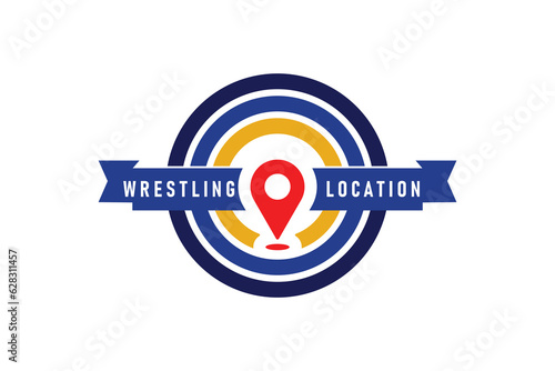 Professional wrestling and location or wrestling ground logo design vector template