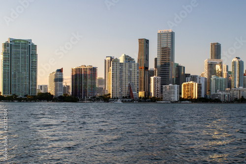 city skyline, miami, daylight, sunset
