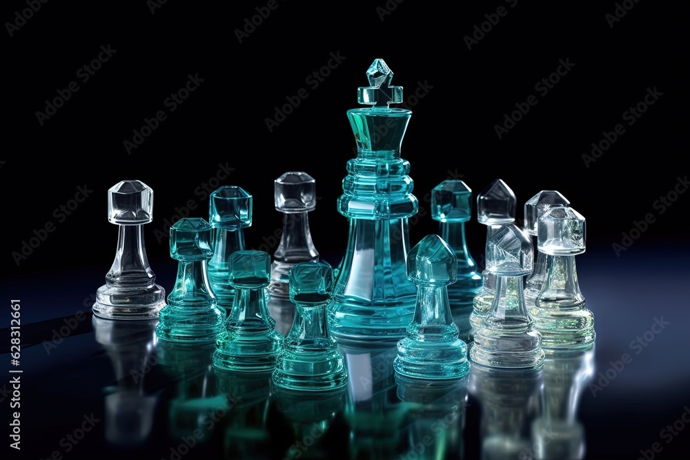crystal glass chess pieces set generated ai crystal glass chess pieces set generated ai