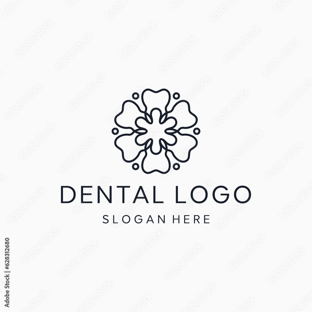 beauty dental and flower vector logo design