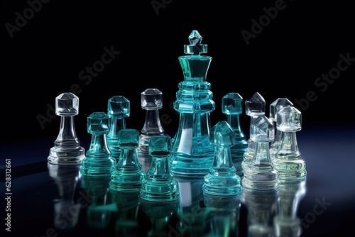 crystal glass chess pieces set generated ai