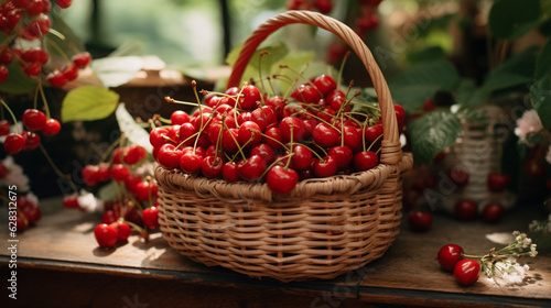 Several Cherries in a Basket - Light Reflection