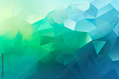 Bright low poly background, blue green gradient | Generative AI