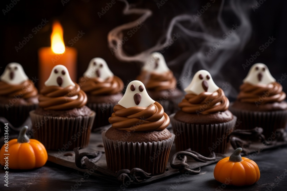 Cake homemade for Halloween. Festive food concept. Background Cake homemade for Halloween. Festive food concept. Background