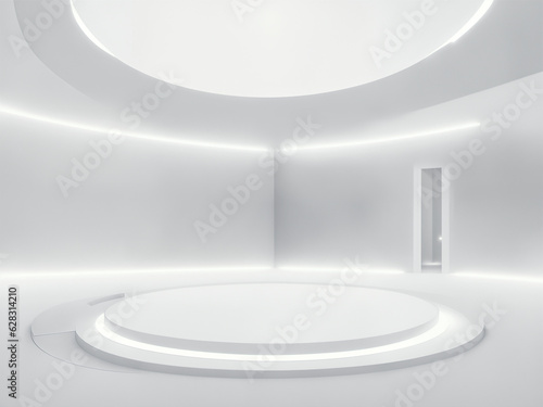 empty white big open industrial hall 3d render illustration