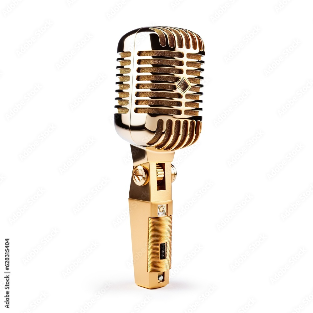 Fototapeta premium retro microphone isolated on white background generated ai
