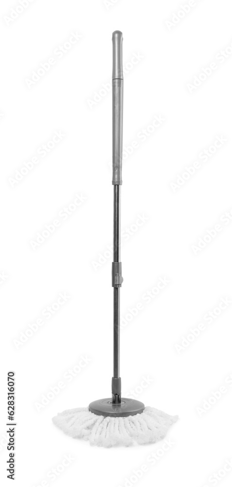 Mop with plastic handle isolated on white Mop with plastic handle isolated on white