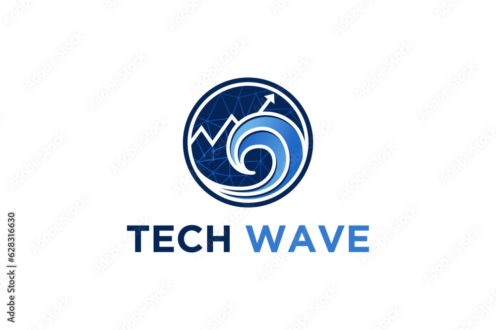 Water wave element logo design business financial technology trafic bar icon symbol