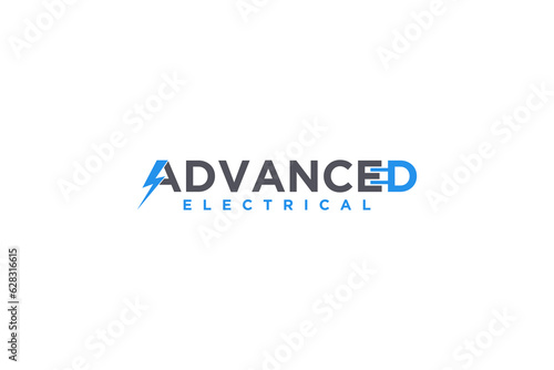 Advanced text letter electrical lightning logo design electricity business industry power plug icon symbol