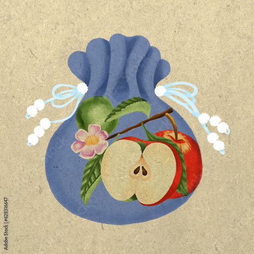 apples and fortune bag with background