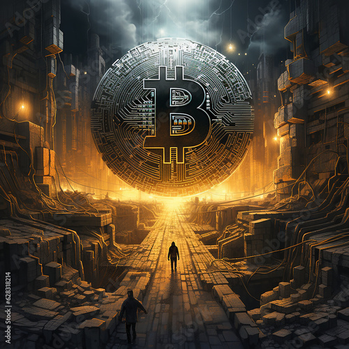 AI bitcoin blockchain illustration 